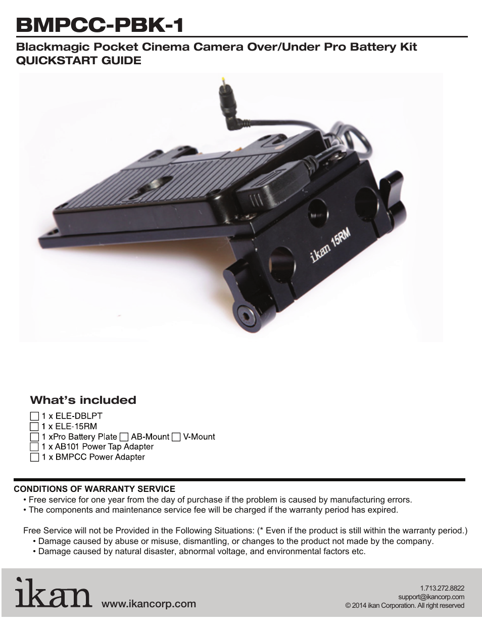 ikan BMPCC-PBK-1 User Manual | 3 pages