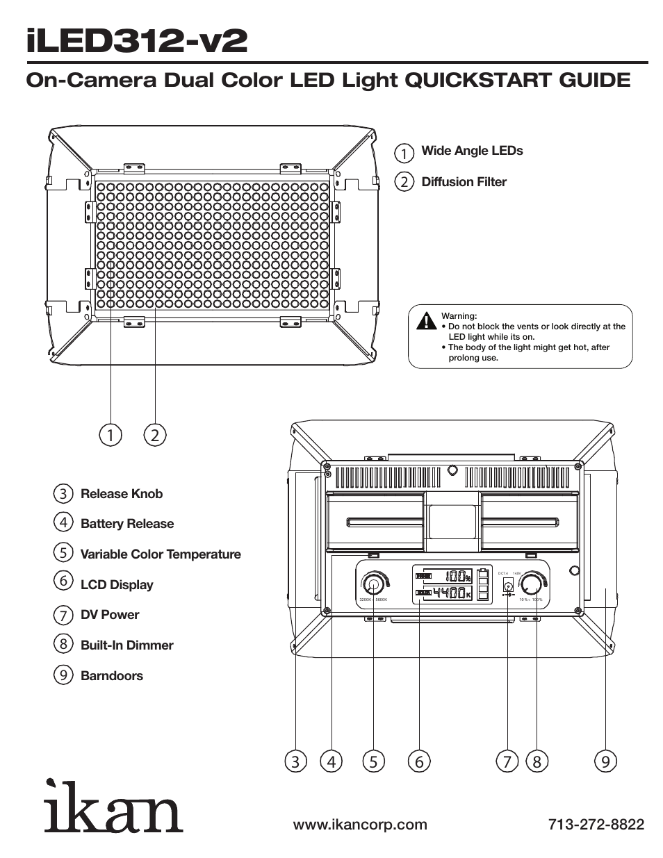 Iled312-v2, On-camera dual color led light quickstart guide | ikan IBK25013-v3 User Manual | Page 5 / 7