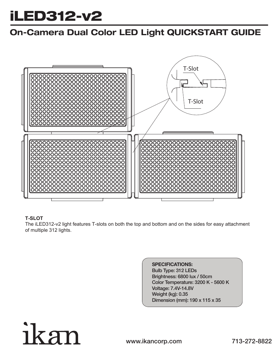 Iled312-v2, On-camera dual color led light quickstart guide | ikan IBK25013-v3 User Manual | Page 7 / 7