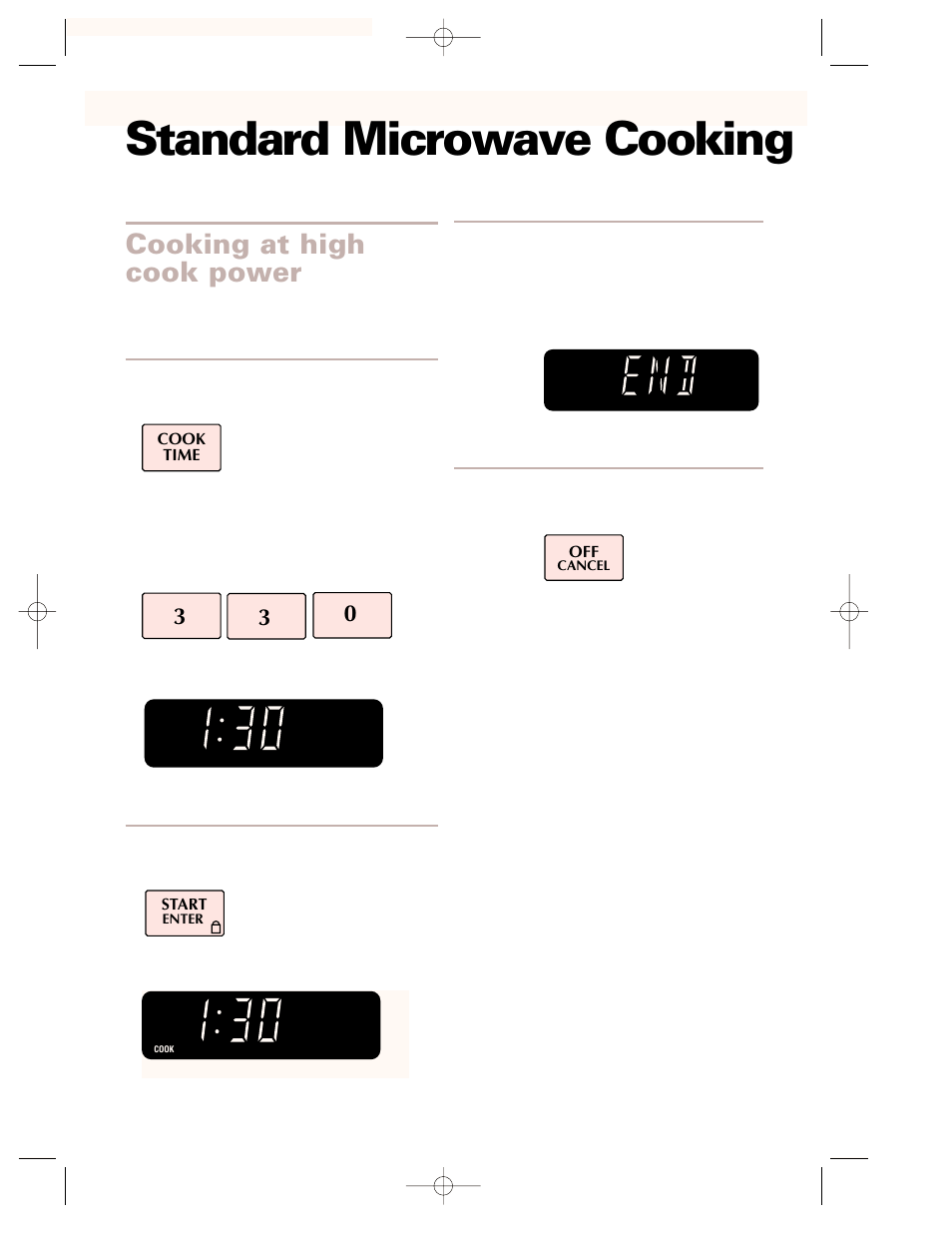Standard microwave cooking, Cooking at high cook power | Crosley CMT135SG User Manual | Page 13 / 32