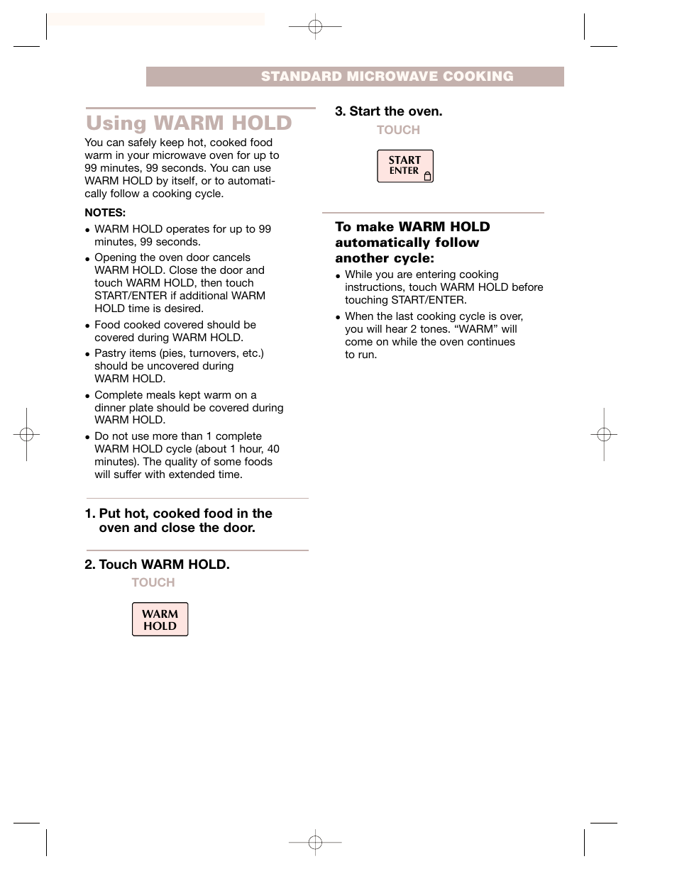 Using warm hold | Crosley CMT135SG User Manual | Page 23 / 32