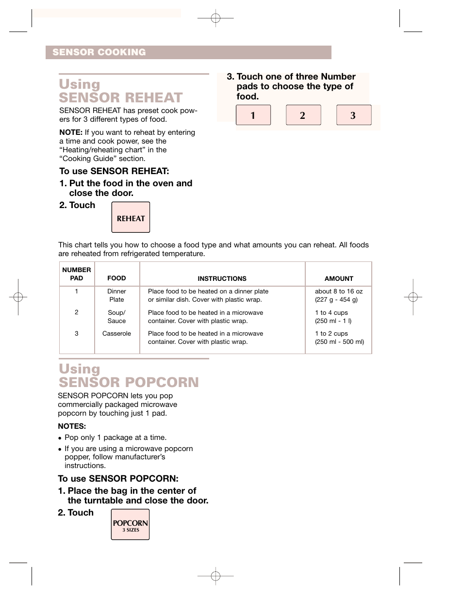 Using sensor reheat, Using sensor popcorn, Using sensor reheat using sensor popcorn | Crosley CMT135SG User Manual | Page 26 / 32