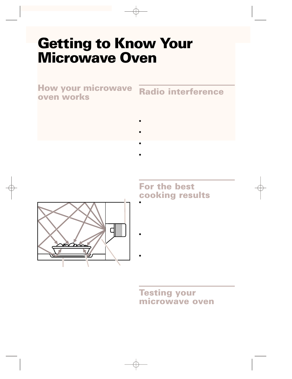 Getting to know your microwave oven, How your microwave works, Radio interference | For the best cooking results, Testing your microwave, How your microwave oven works, Testing your microwave oven | Crosley CMT135SG User Manual | Page 7 / 32