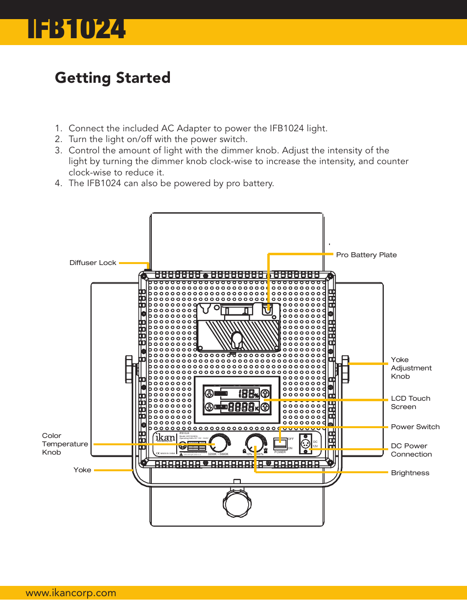 Ifb1024, Getting started | ikan IFB1024 User Manual | Page 2 / 5