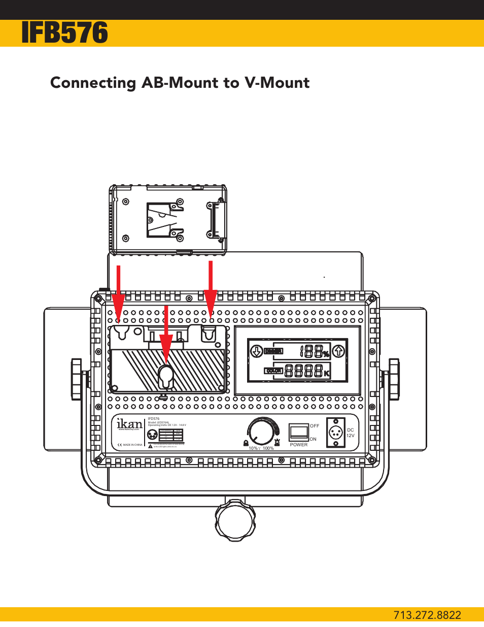 Ifb576, Connecting ab-mount to v-mount | ikan IFB2115 User Manual | Page 5 / 10