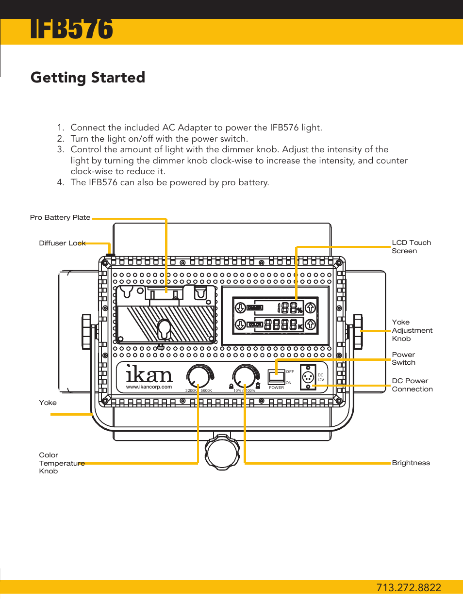 Ifb576, Getting started | ikan IFB2511 User Manual | Page 3 / 10