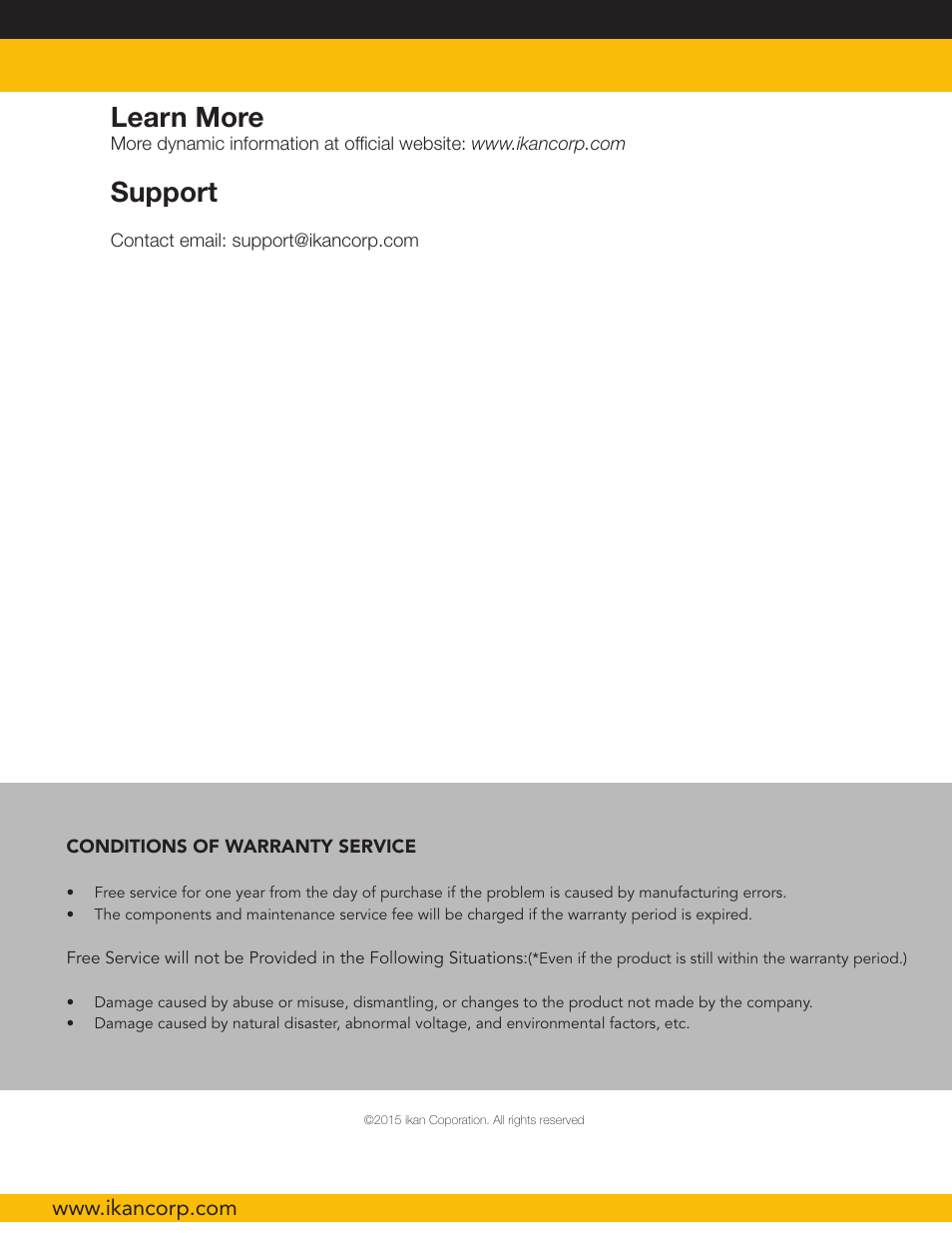 Learn more, Support | ikan IFB576-2PT-KIT User Manual | Page 6 / 6