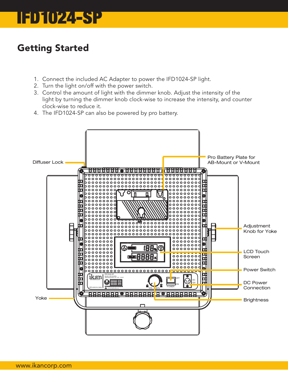 Ifd1024-sp, Getting started | ikan IFD1024-SP User Manual | Page 2 / 5