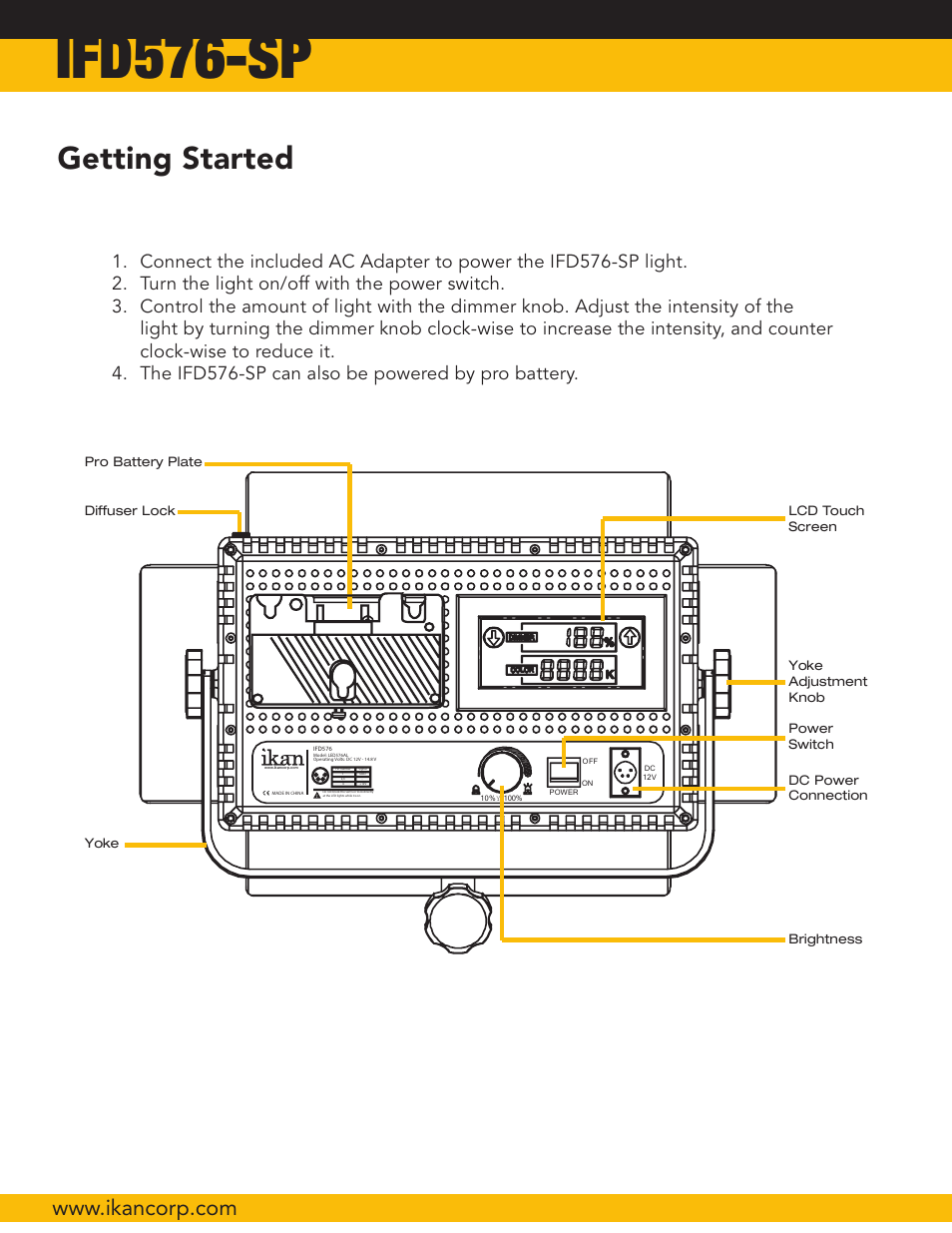 Ifd576-sp, Getting started | ikan IFD576-SP User Manual | Page 2 / 5