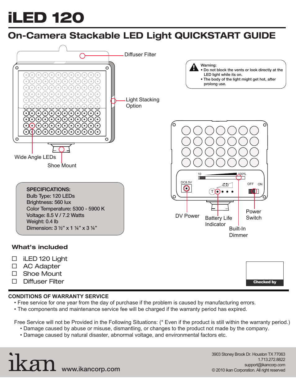 ikan iLED120 User Manual | 1 page