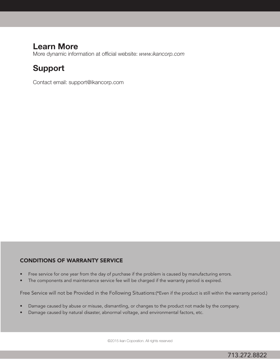 Learn more, Support | ikan iLED6 User Manual | Page 3 / 3