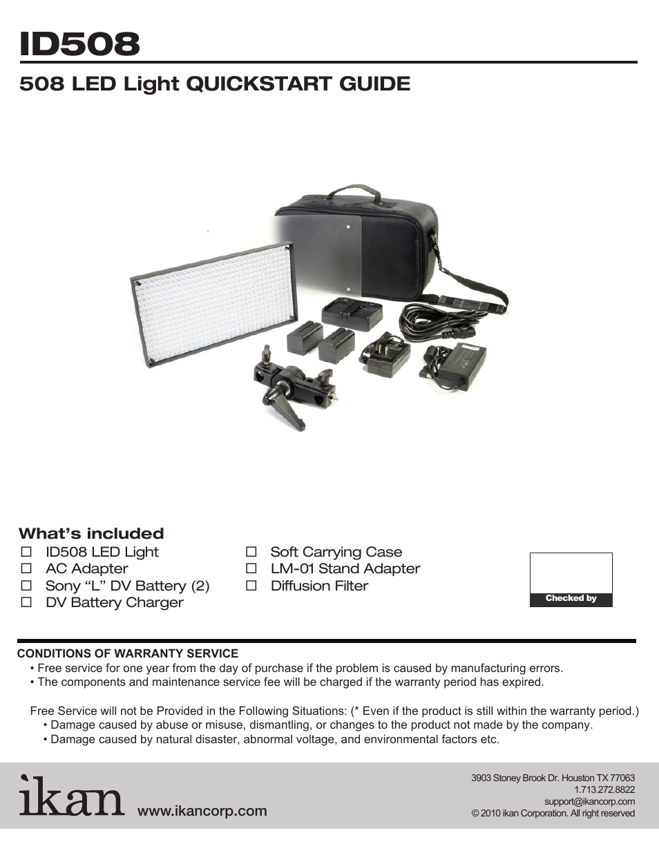 Id508, 508 led light quickstart guide | ikan LOC-35011115 User Manual | Page 5 / 10
