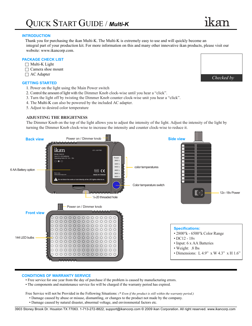 ikan Multi-K User Manual | 2 pages