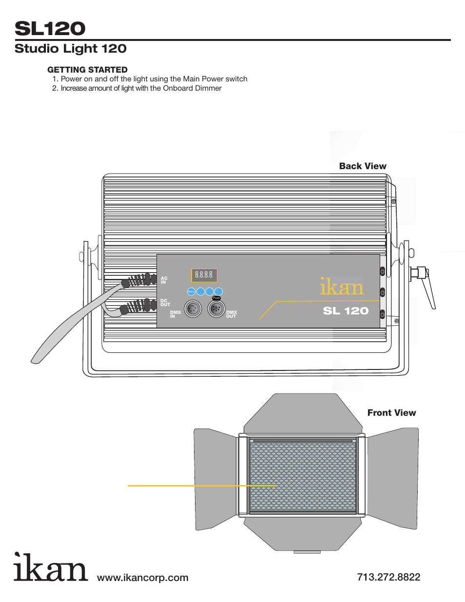 Sl120, Studio light 120, Sl 120 | ikan SL120 User Manual | Page 2 / 2