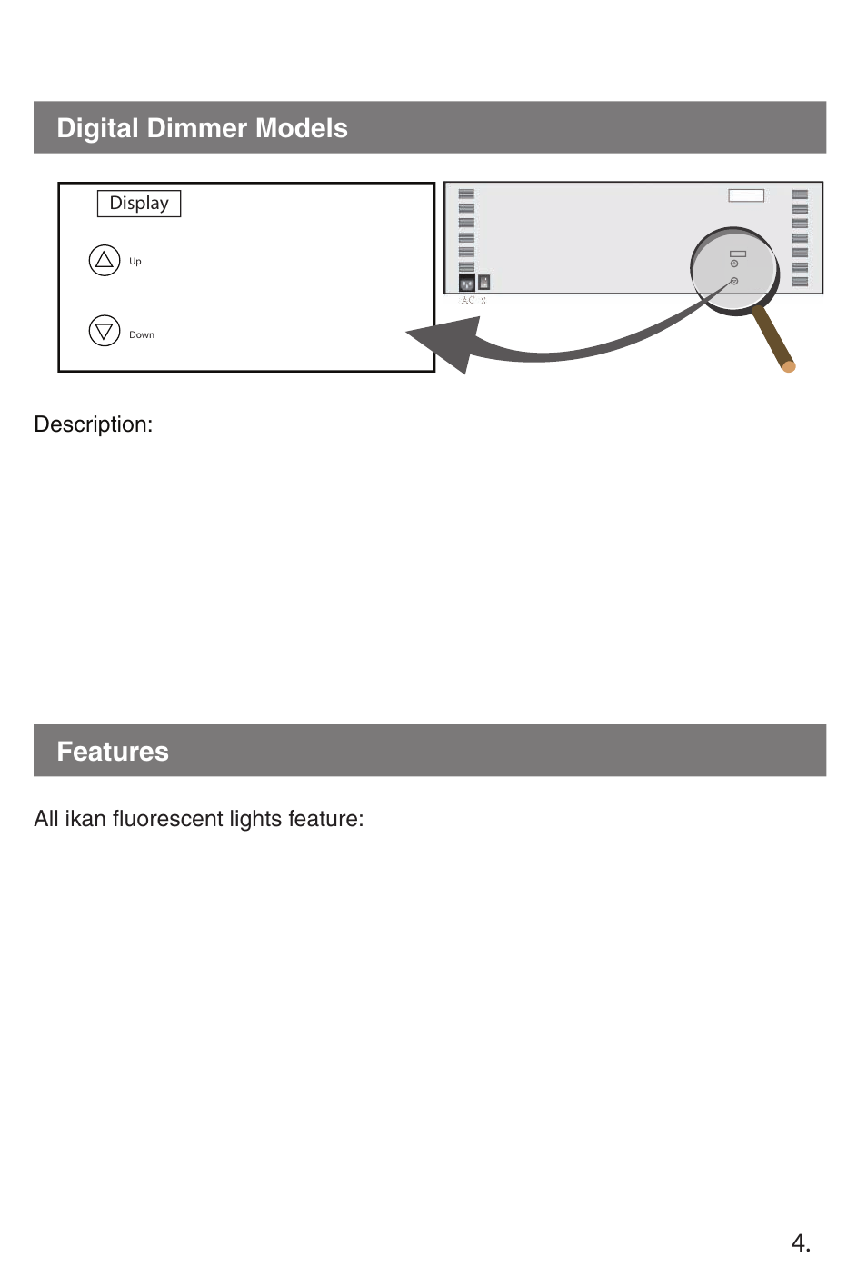 Digital dimmer models, Features 3. 4 | ikan S200D User Manual | Page 5 / 8