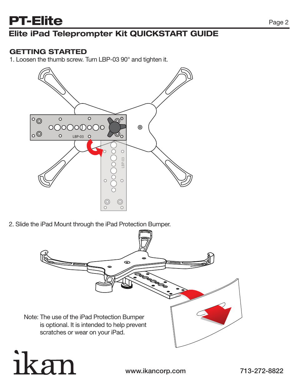 Pt-elite, Elite ipad teleprompter kit quickstart guide | ikan PT-Elite User Manual | Page 3 / 8