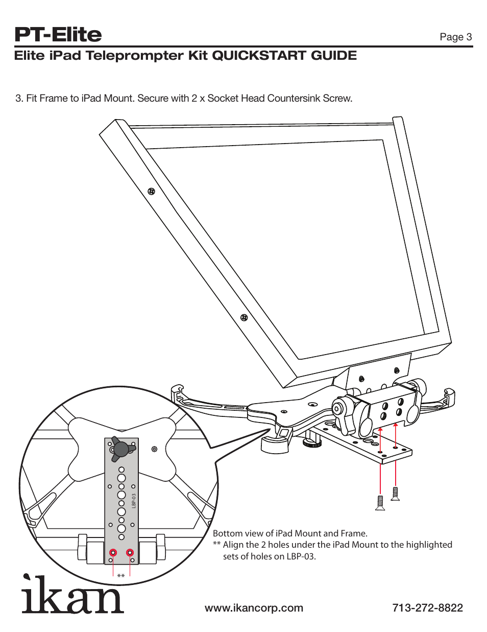 Pt-elite, Elite ipad teleprompter kit quickstart guide | ikan PT-Elite User Manual | Page 4 / 8