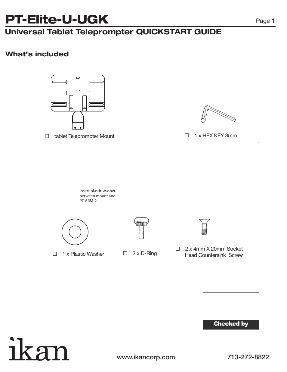 Pt-elite-u-ugk, Universal tablet teleprompter quickstart guide | ikan PT-Elite-U-UGK User Manual | Page 2 / 3