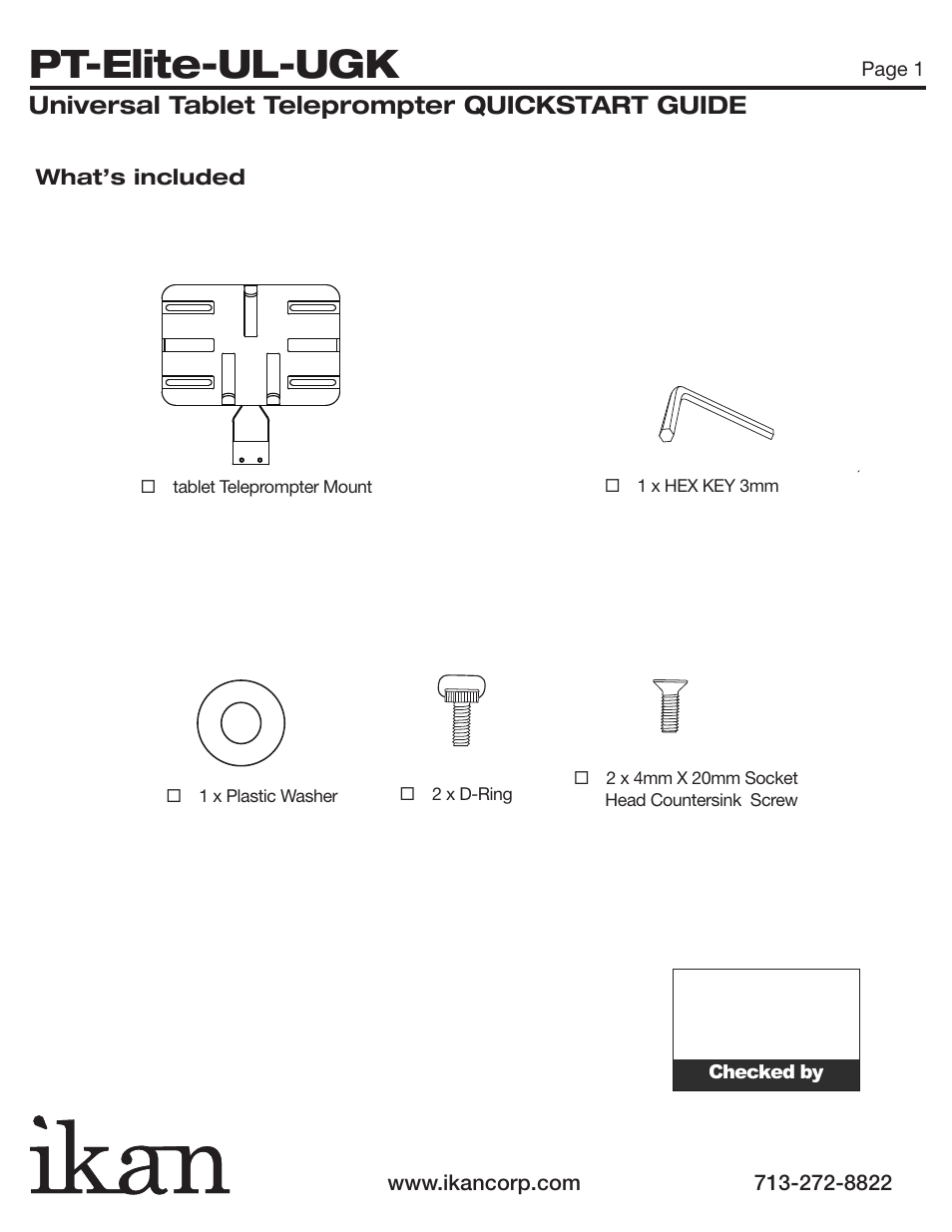 Pt-elite-ul-ugk, Universal tablet teleprompter quickstart guide | ikan PT-Elite-UL-UGK User Manual | Page 2 / 3