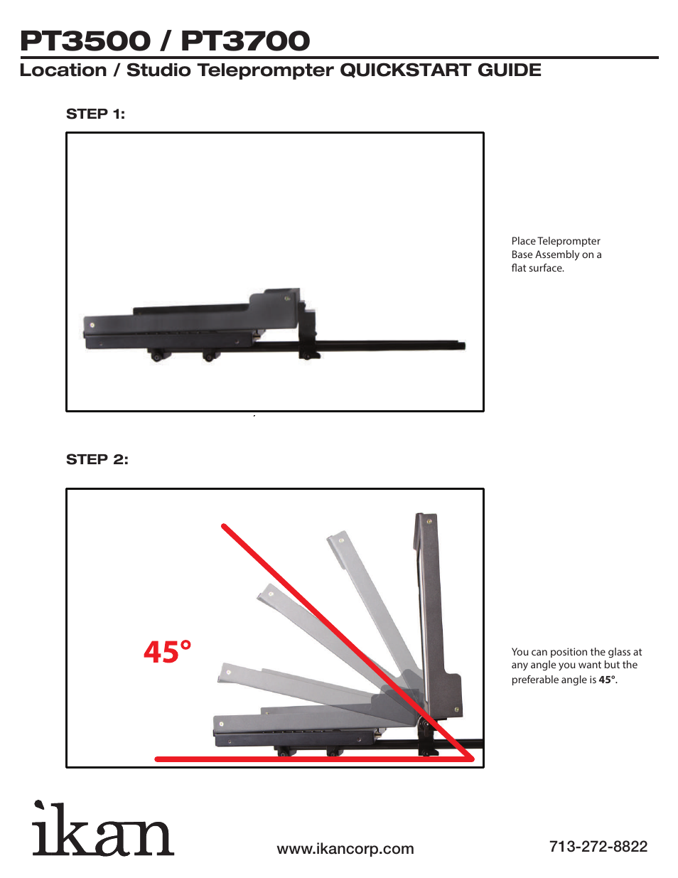 Location / studio teleprompter quickstart guide | ikan PT3500 User Manual | Page 3 / 8