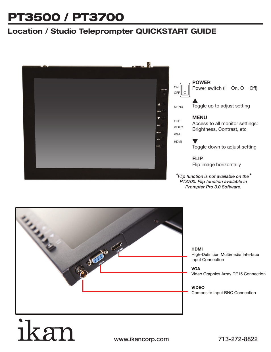 Location / studio teleprompter quickstart guide | ikan PT3500 User Manual | Page 7 / 8