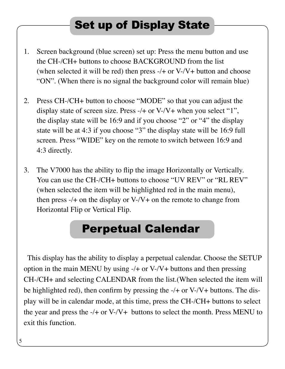Set up of display state perpetual calendar, Timing function, Game | ikan V7000-DK User Manual | Page 8 / 12