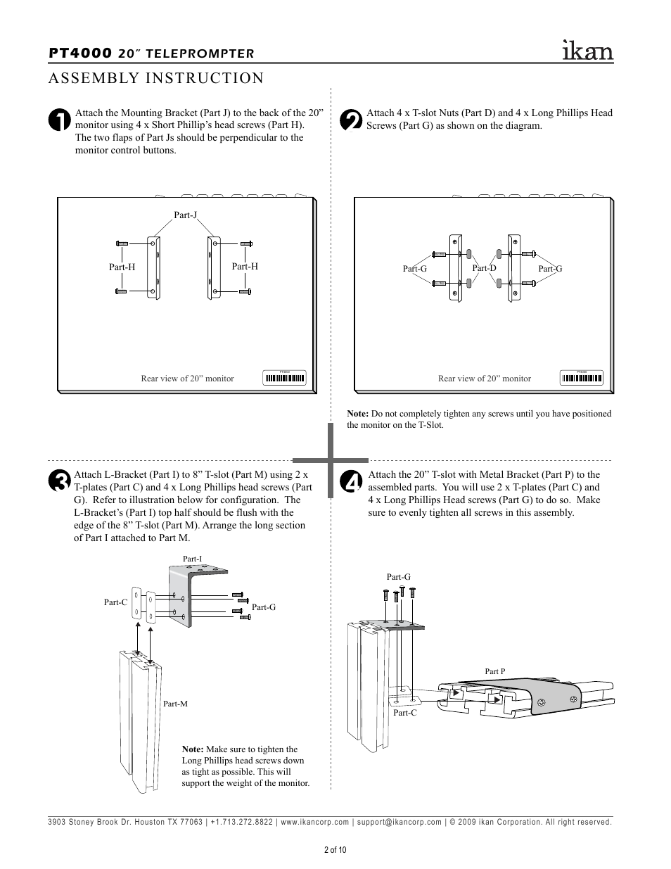 Assembly instruction, Pt4000 | ikan PT4000 User Manual | Page 3 / 11