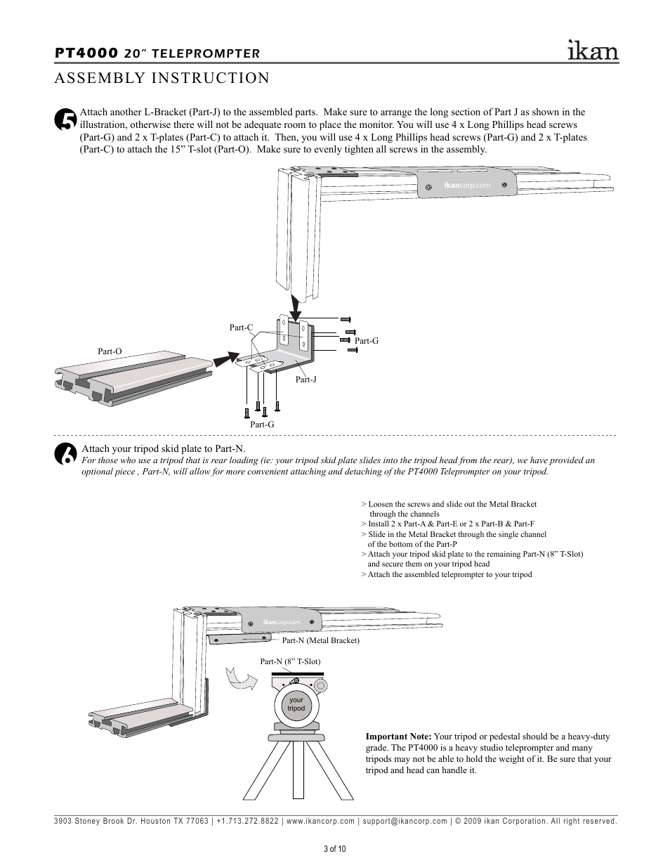 Assembly instruction, Pt4000 | ikan PT4000 User Manual | Page 4 / 11
