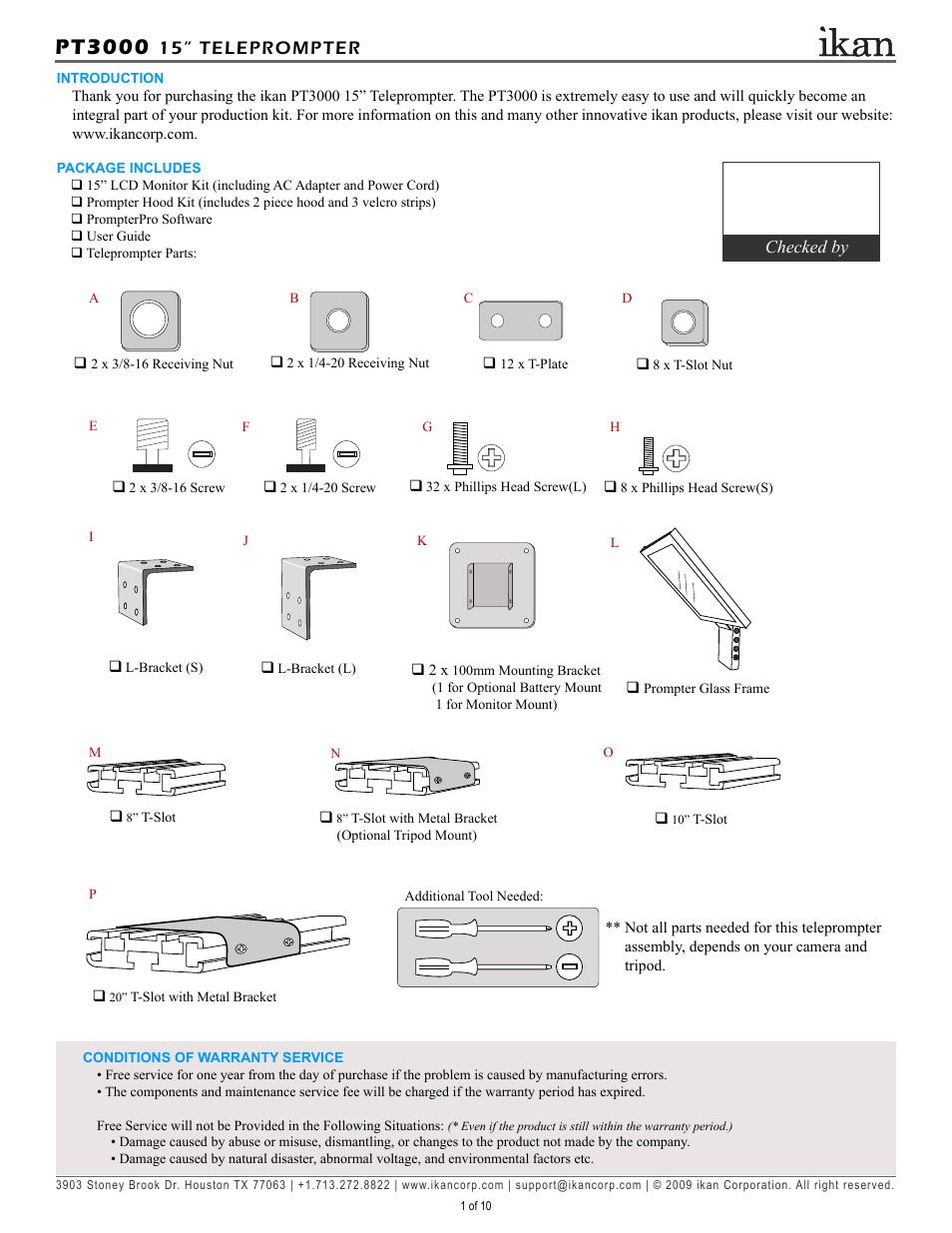 Pt3000_p1, Pt3000, 15” teleprompter | ikan PT3000 User Manual | Page 2 / 11