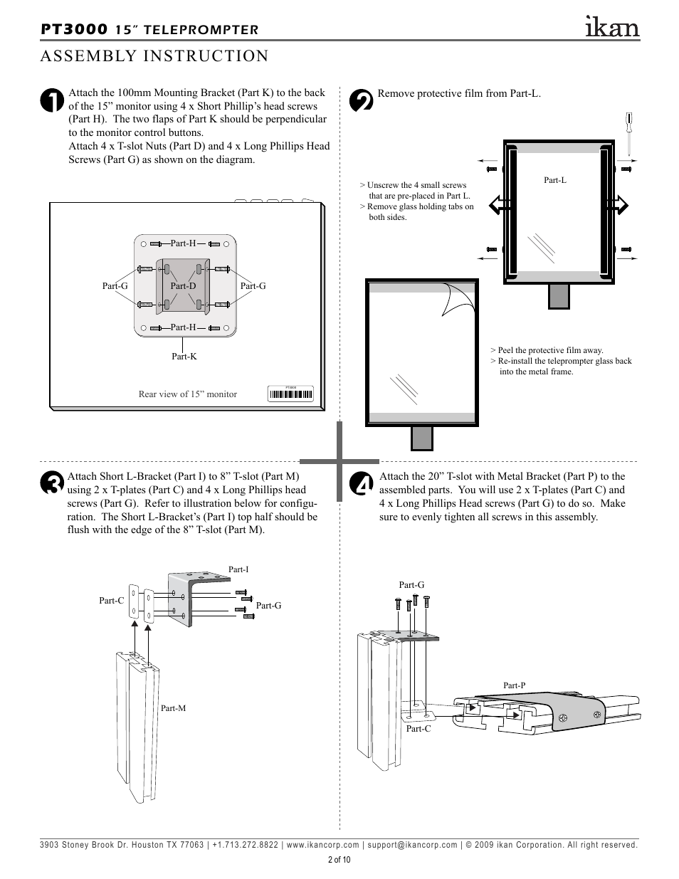 Pt3000_p2, Assembly instruction, Pt3000 | ikan PT3000 User Manual | Page 3 / 11