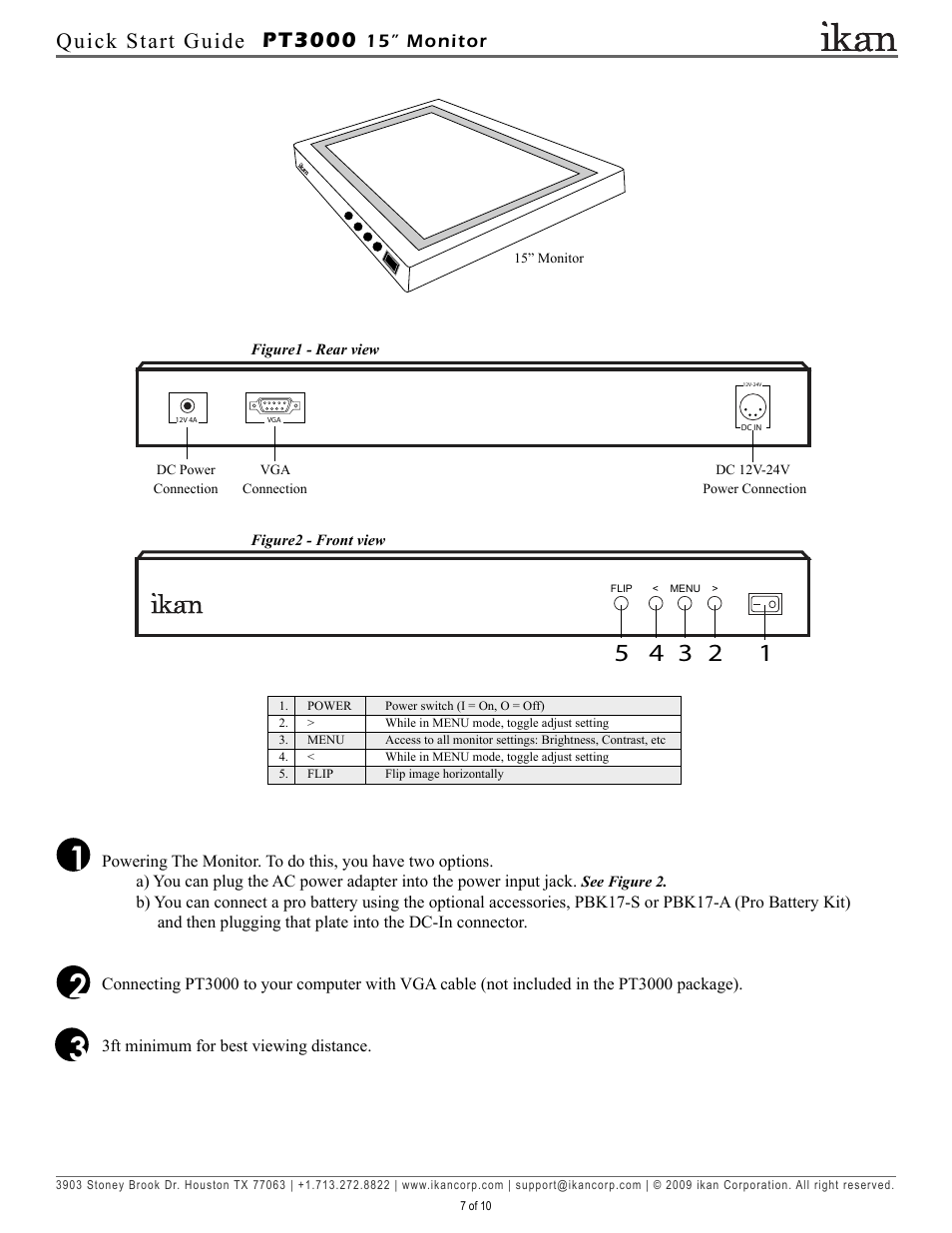 Pt3000, Quick start guide | ikan PT3000 User Manual | Page 8 / 11
