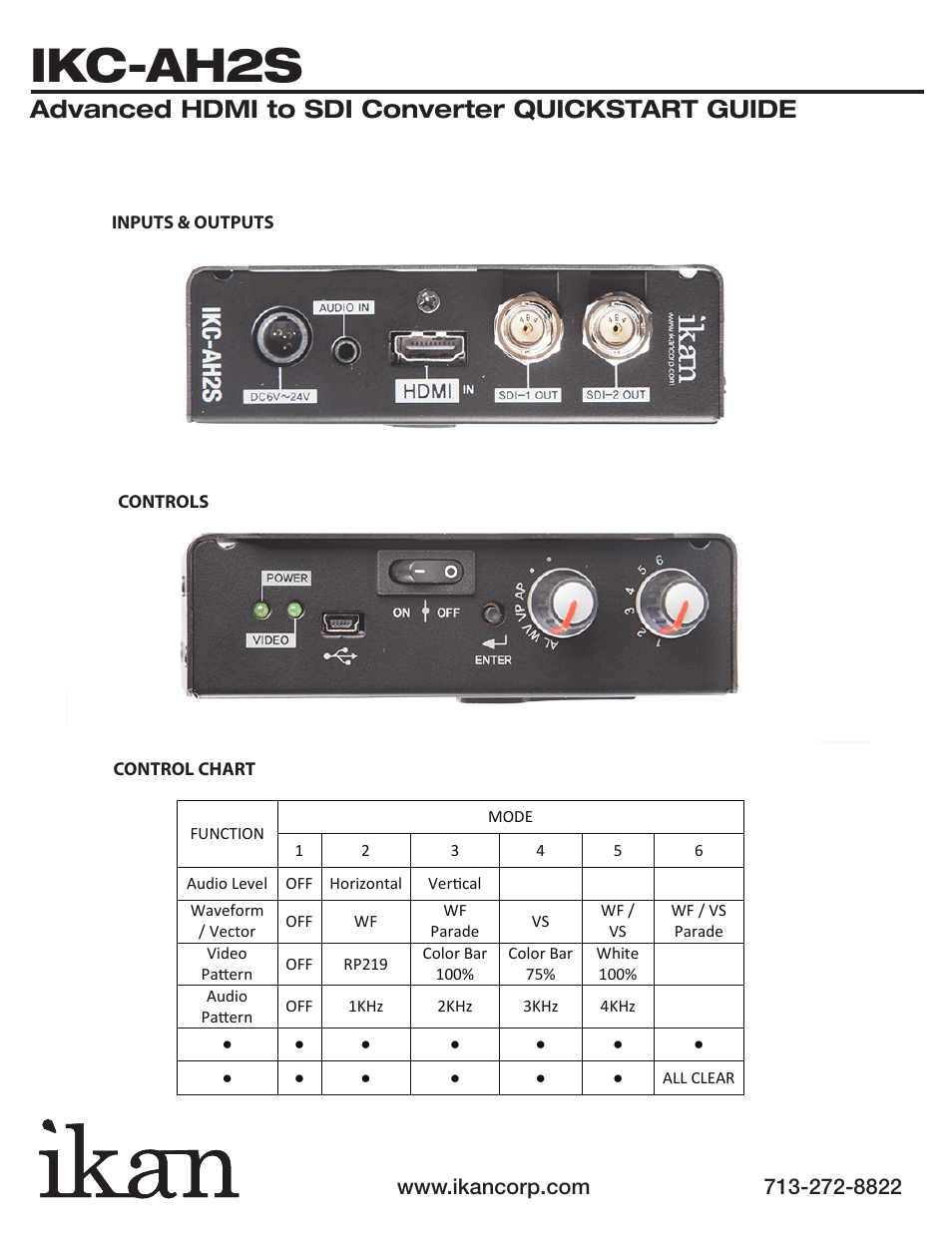 Ikc-ah2s, Advanced hdmi to sdi converter quickstart guide | ikan IKC-AH2S User Manual | Page 3 / 4