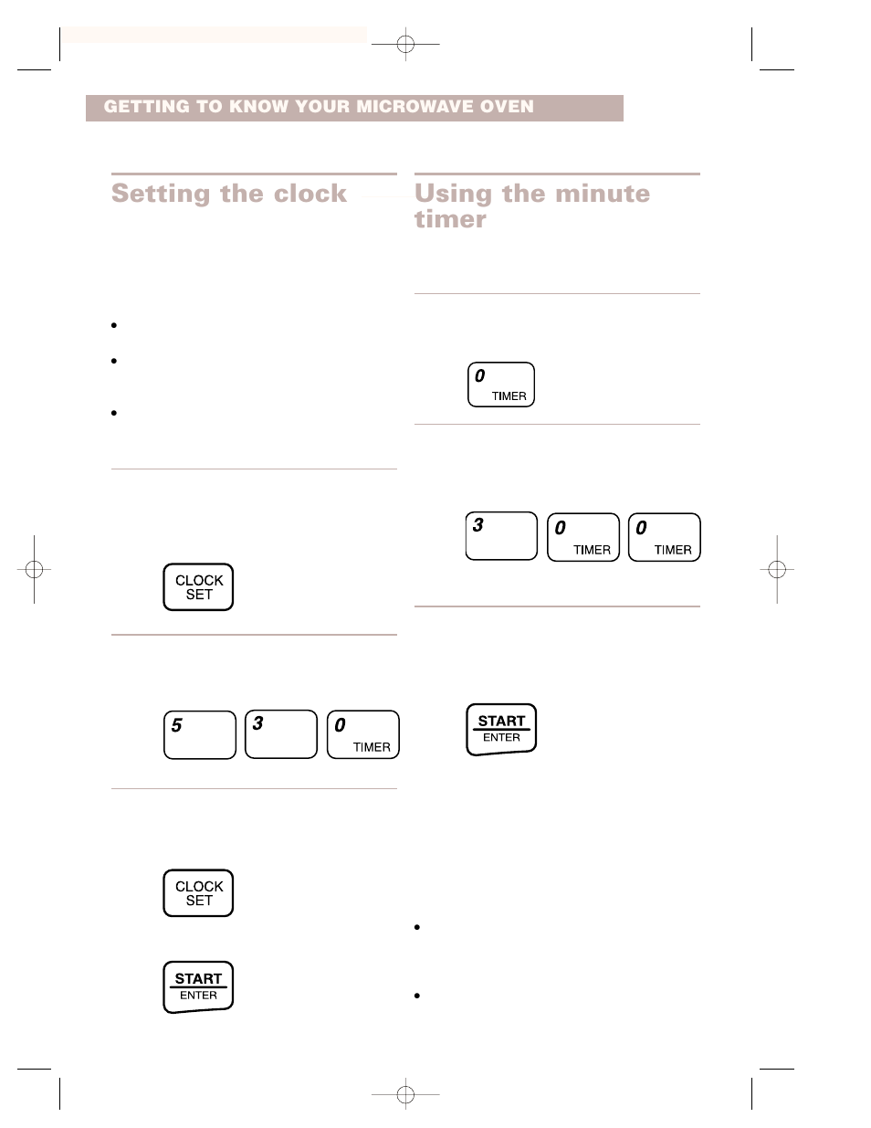 Setting the clock, Using the minute timer | Crosley CMT101SG User Manual | Page 12 / 28
