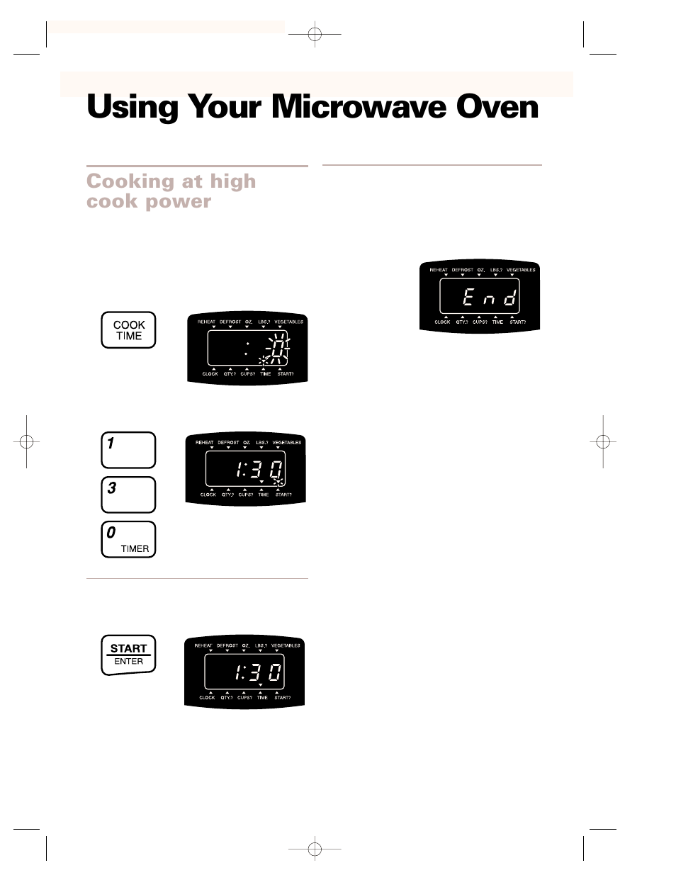 Using your microwave oven, Cooking at high cook power | Crosley CMT101SG User Manual | Page 13 / 28