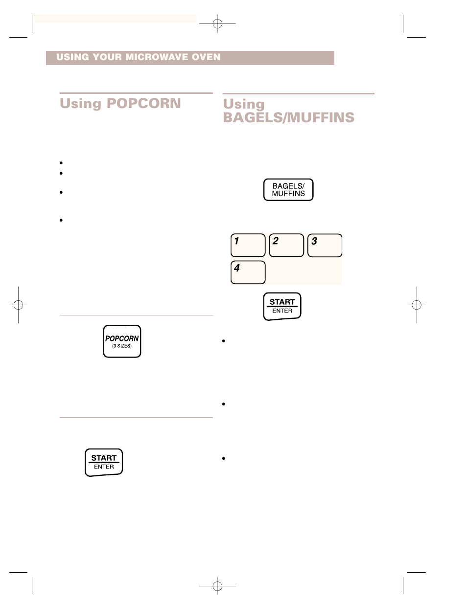 Using popcorn, Using bagels/muffins | Crosley CMT101SG User Manual | Page 20 / 28