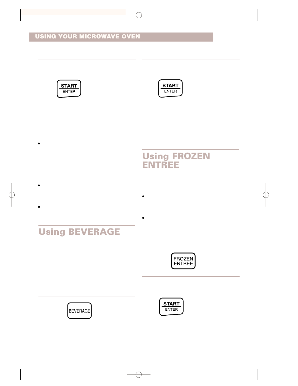 Using beverage, Using frozen entree | Crosley CMT101SG User Manual | Page 22 / 28