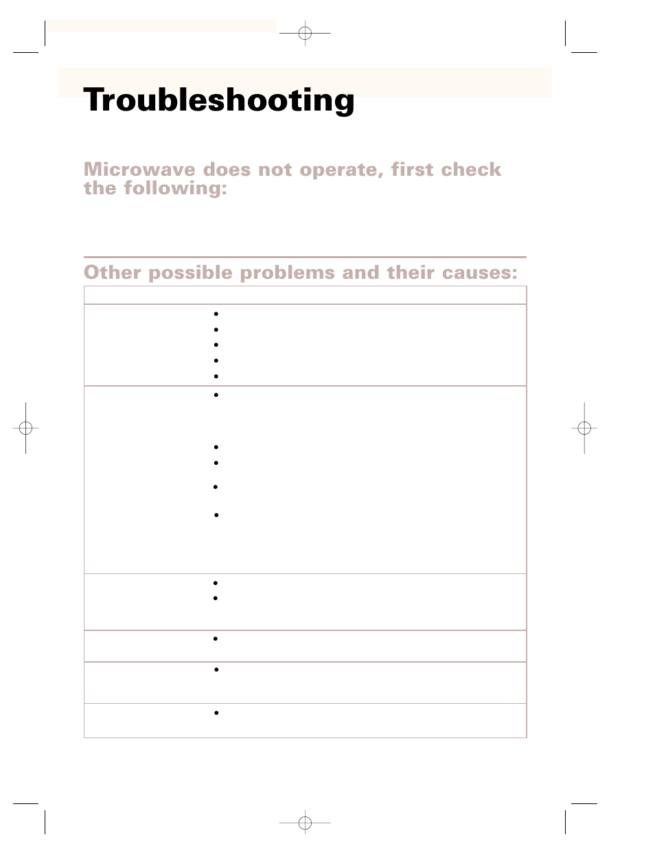 Troubleshooting, Other possible problems and their causes | Crosley CMT101SG User Manual | Page 26 / 28