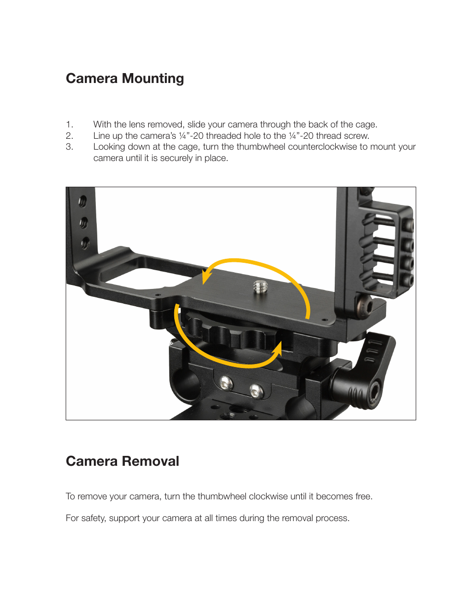 Camera mounting camera removal | ikan ELE-A7S-C User Manual | Page 3 / 4