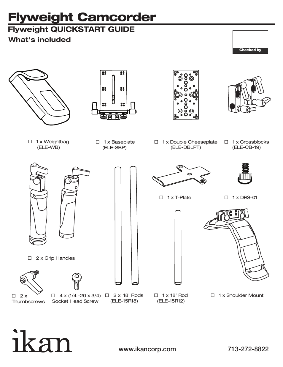 Flyweight camcorder, Flyweight quickstart guide, What’s included | ikan ELE-FLWCAM User Manual | Page 2 / 9