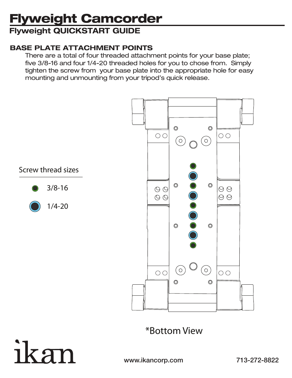 Flyweight camcorder, Bottom view | ikan ELE-FLWCAM User Manual | Page 8 / 9