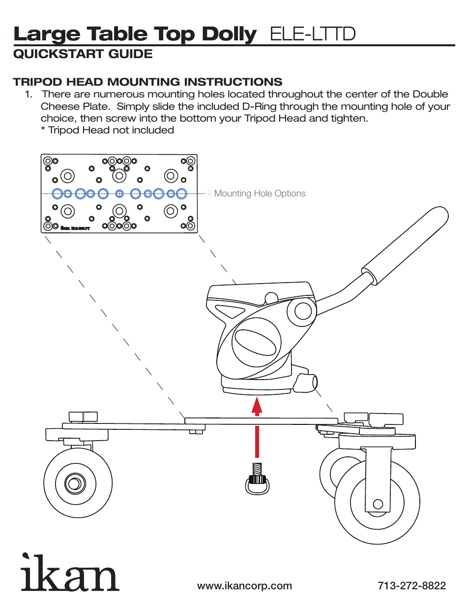 Large table top dolly ele-lttd, Quickstart guide | ikan ELE-LTTD User Manual | Page 4 / 5