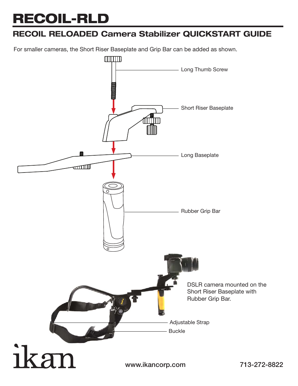 Recoil-rld, Recoil reloaded camera stabilizer quickstart guide | ikan ELE-RECOIL-RLD User Manual | Page 2 / 3
