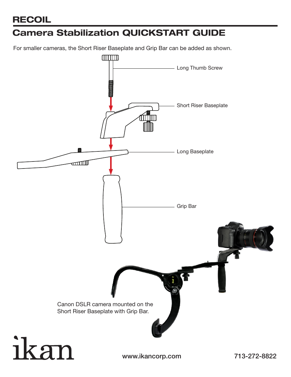 Recoil camera stabilization quickstart guide | ikan ELE-RECOIL User Manual | Page 2 / 3