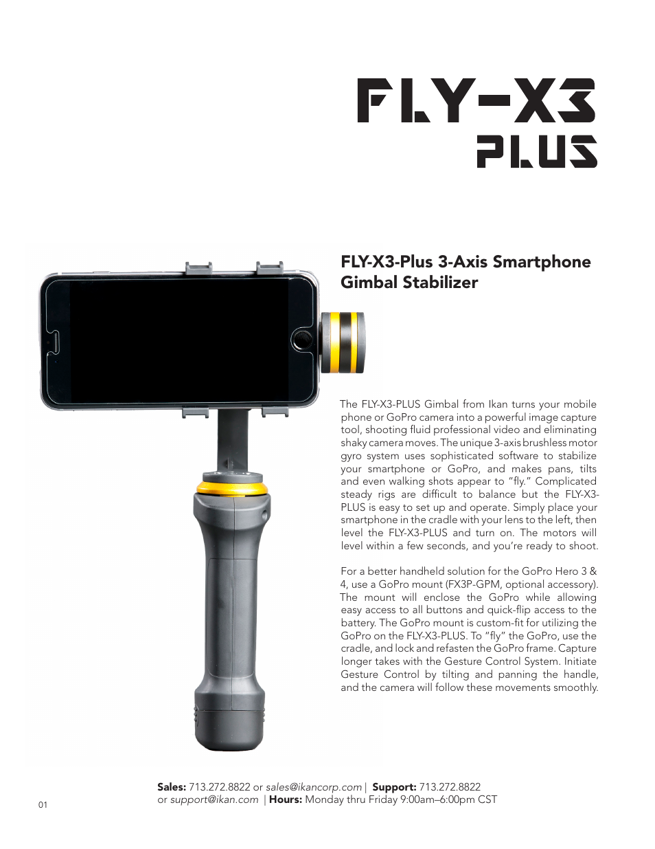 Fly-x3-plus 3-axis smartphone gimbal stabilizer | ikan FLY-X3-PLUS User Manual | Page 2 / 11