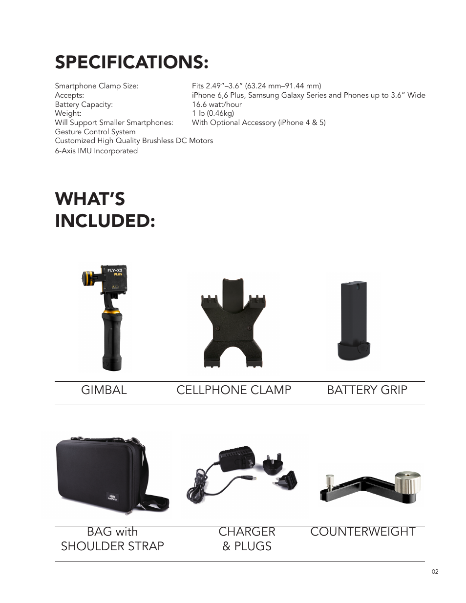 What’s included: specifications | ikan FLY-X3-PLUS User Manual | Page 3 / 11