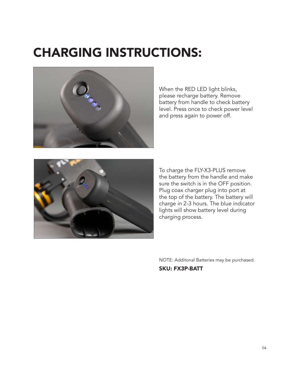 Charging instructions | ikan FLY-X3-PLUS User Manual | Page 5 / 11