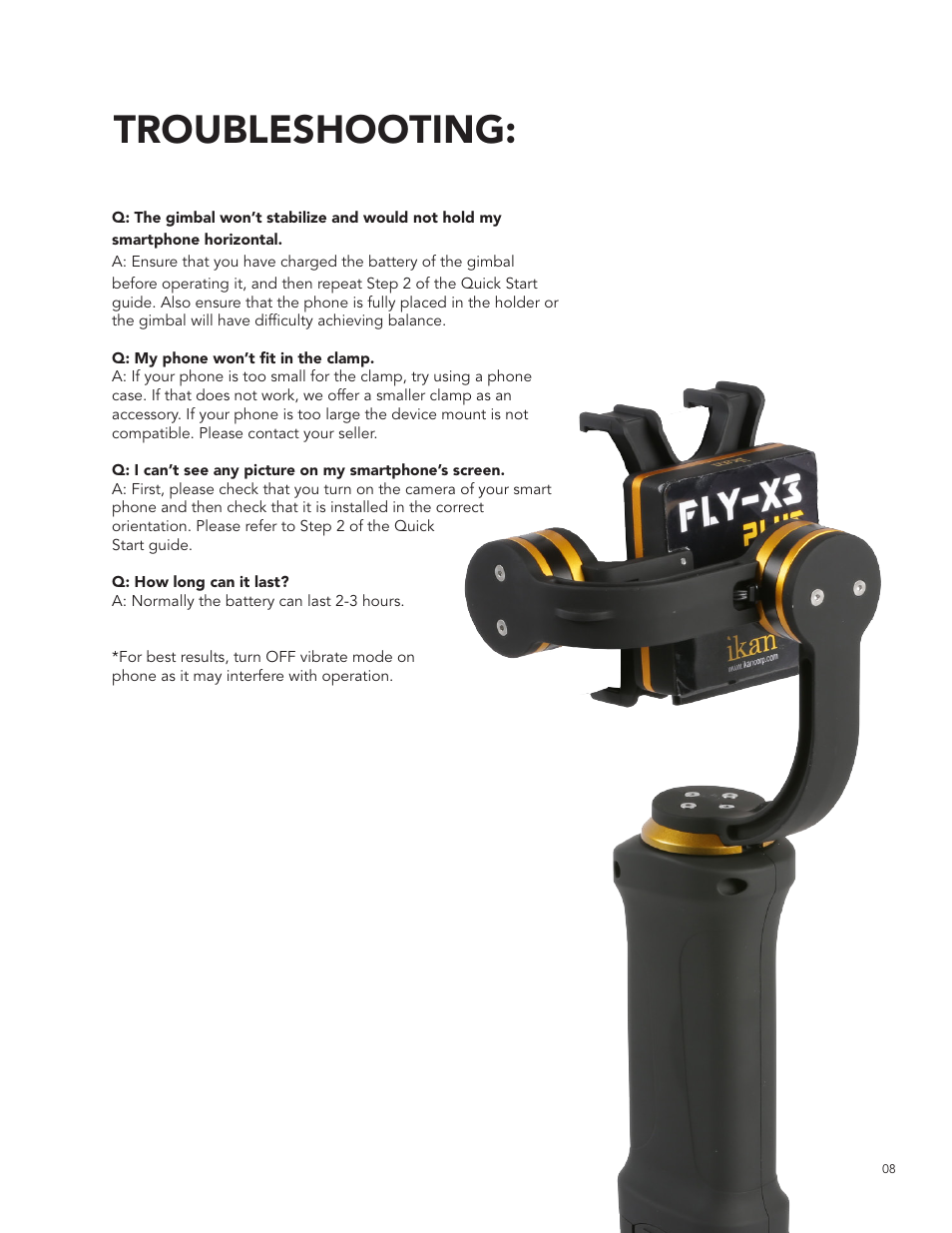 Troubleshooting | ikan FLY-X3-PLUS User Manual | Page 9 / 11