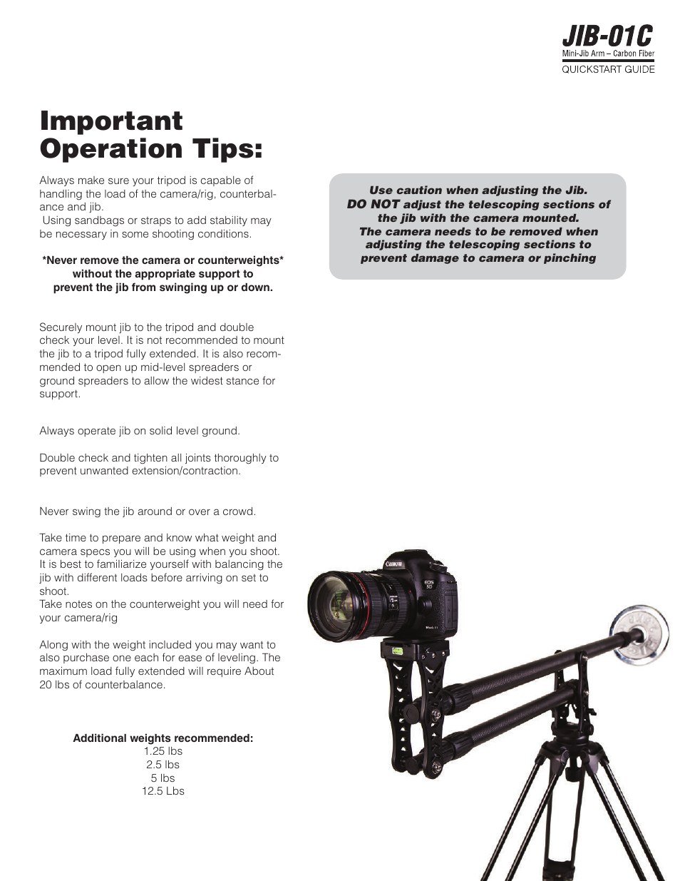 Important operation tips | ikan JIB-01C User Manual | Page 3 / 12