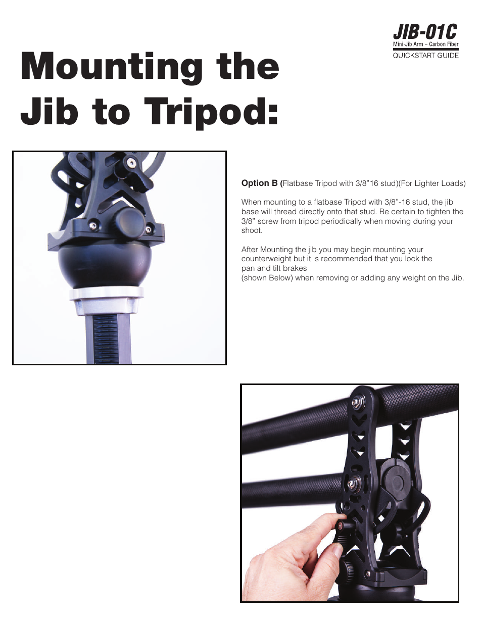 Mounting the jib to tripod | ikan JIB-01C User Manual | Page 5 / 12