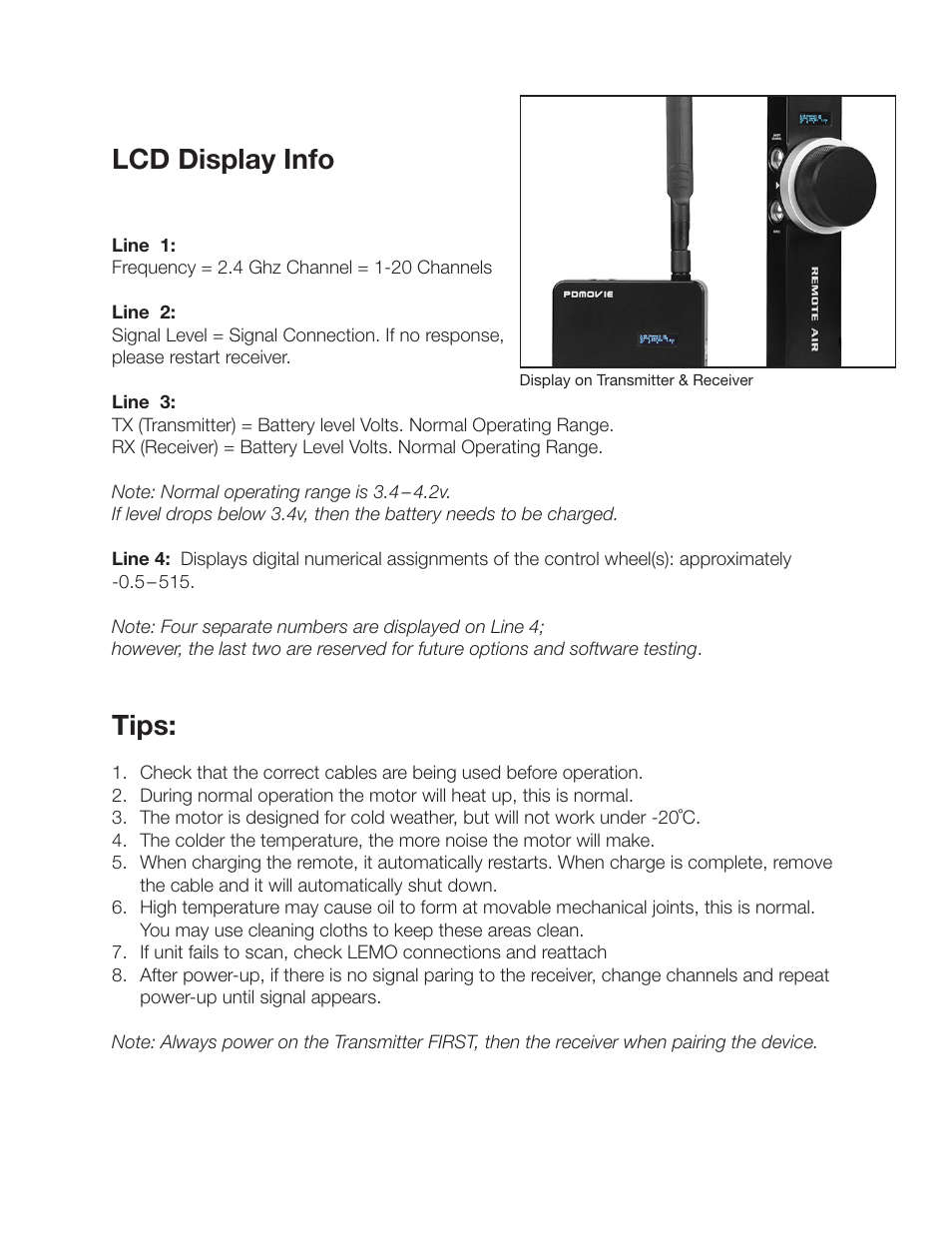 Lcd display info tips | ikan PD1 User Manual | Page 6 / 8
